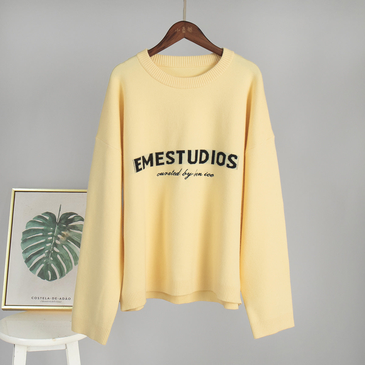Knitted Pullover Loose Embroidered Sweater For Women