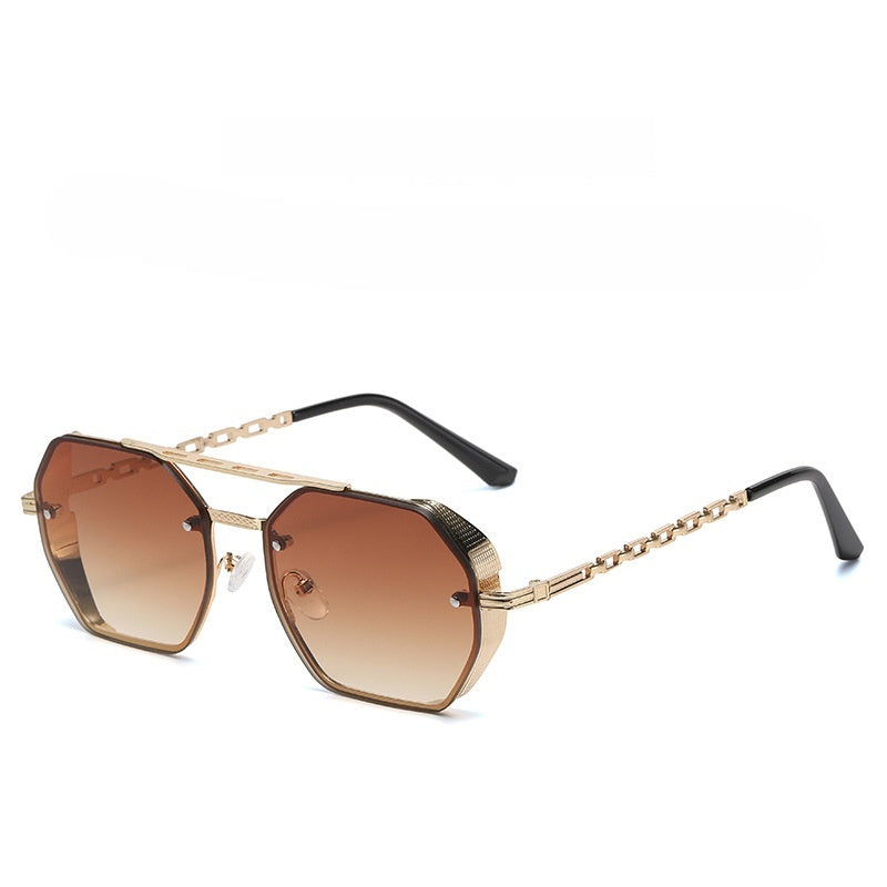 Womens Stylish Metal Chain-leg Sunglasses For Sun Protection