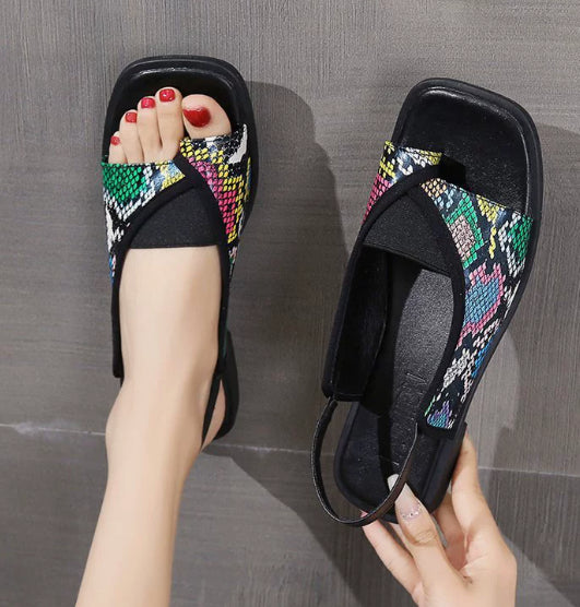 Womens Plus-Size Square-Toe Casual Flat Sandals