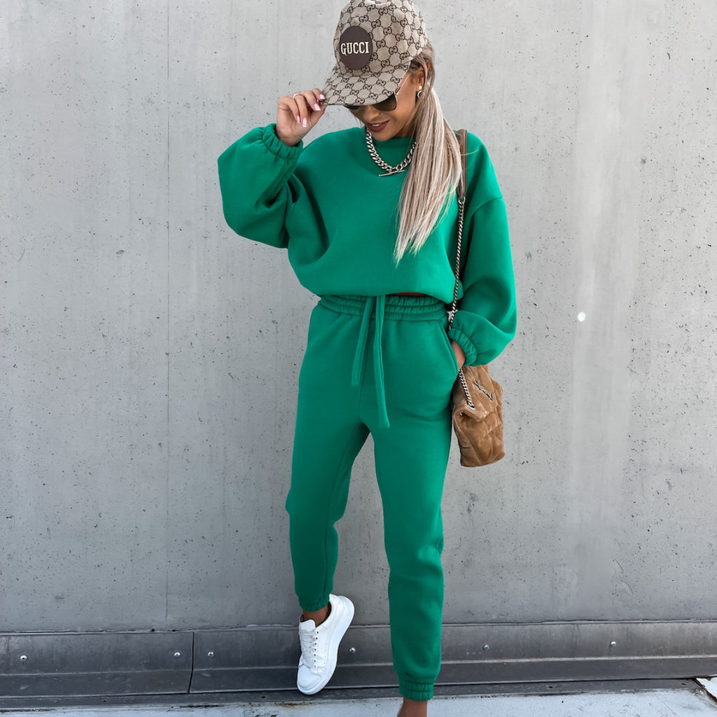 Solid Color Hoodie Casual Two-piece Suit
