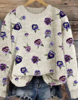 Women's Loose-fit Crew-neck Long-sleeve Top