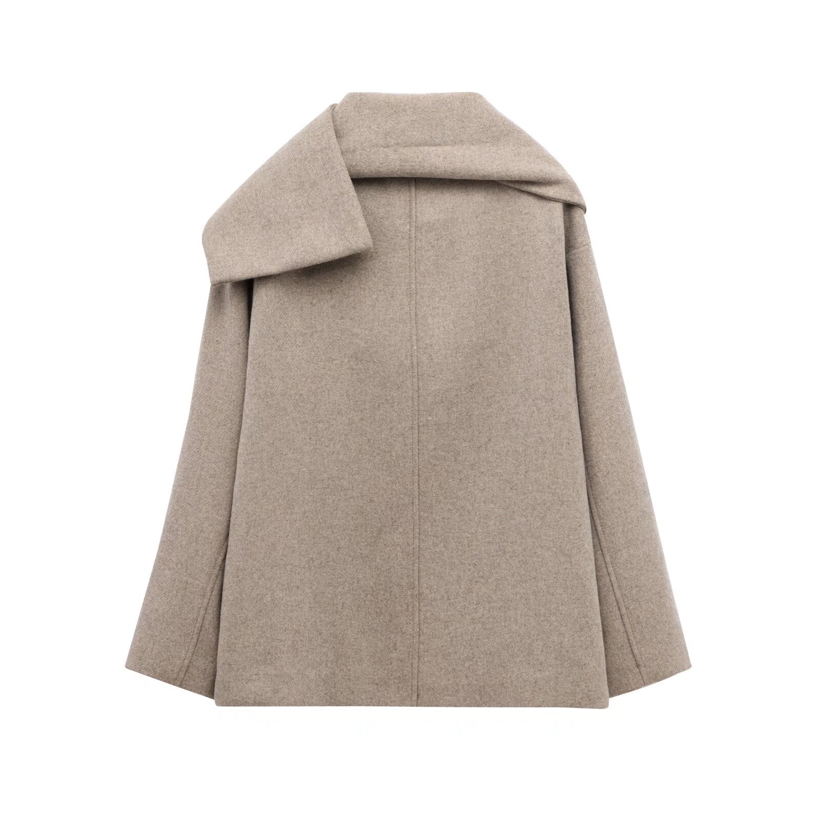 Women's French Style Design Blended Scarf Coat Coat