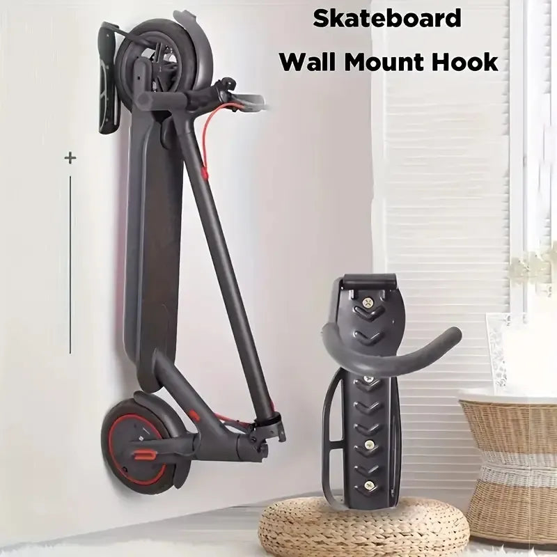 Wall-Mounted Storage Hook For Bikes And Scooters, Movable Garage Rack With 50 Lbs Capacity, Suitable For Mi Electric Scooter M365/PRO And Balance Scooter Nine ES1 ES2 - Black Metal