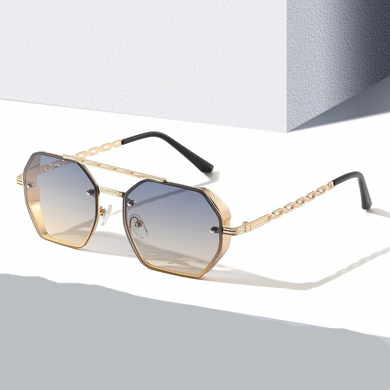 Womens Stylish Metal Chain-leg Sunglasses For Sun Protection