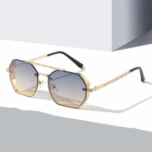 Womens Stylish Metal Chain-leg Sunglasses For Sun Protection