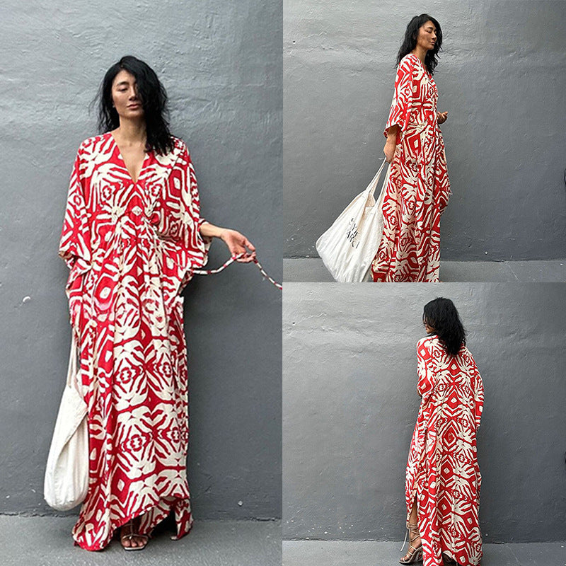 Womens Rayon Drawstring Resort Beach Dress