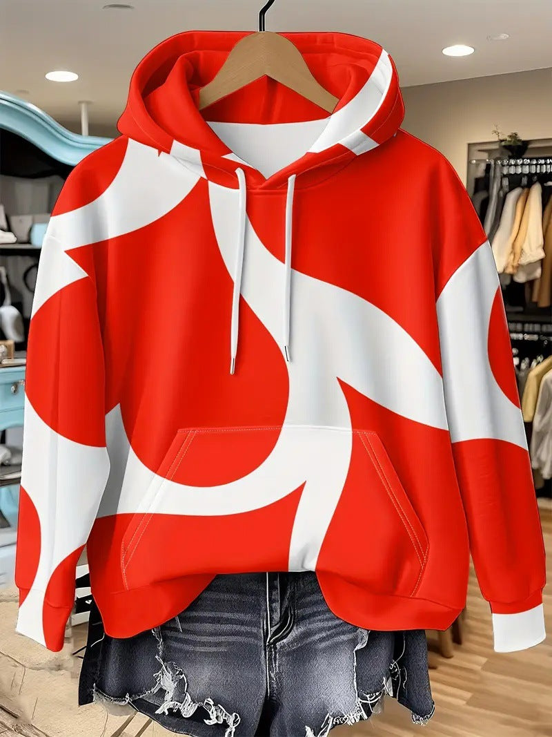 Women's Printed Hooded Pullover Sweatshirt