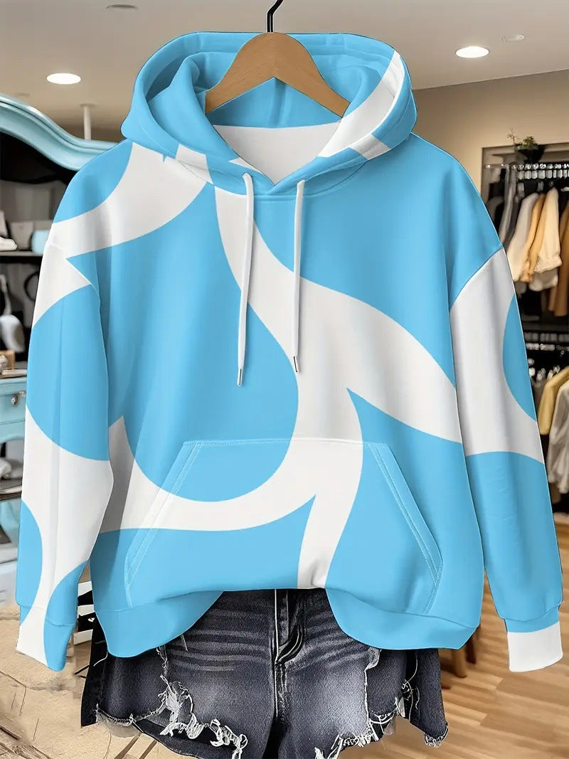 Women's Printed Hooded Pullover Sweatshirt