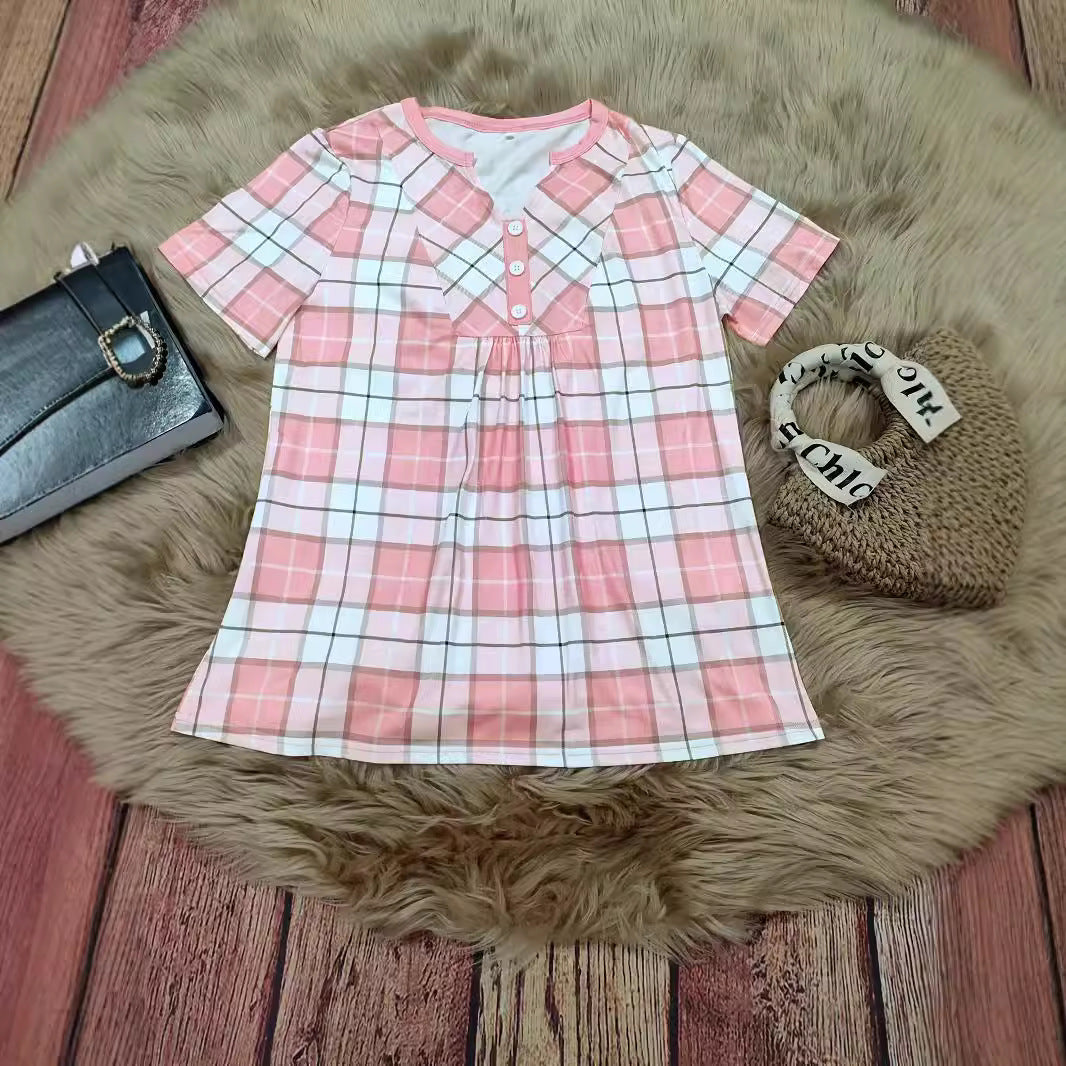 Womens V-neck Striped Patchwork Blouse