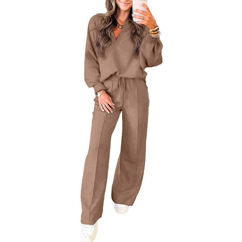 Solid-color Casual Fashion Two-piece Set