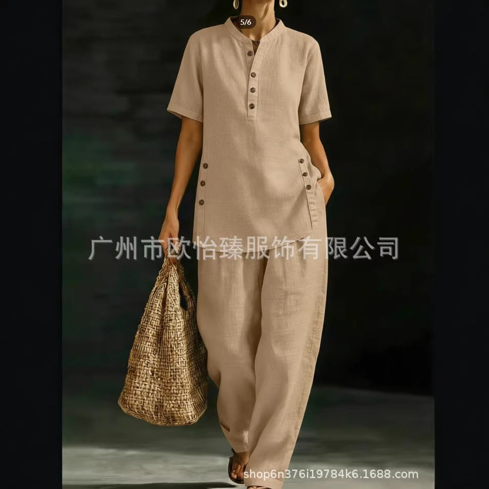 New Casual Shirt And Wide-leg Pants Two-piece Set