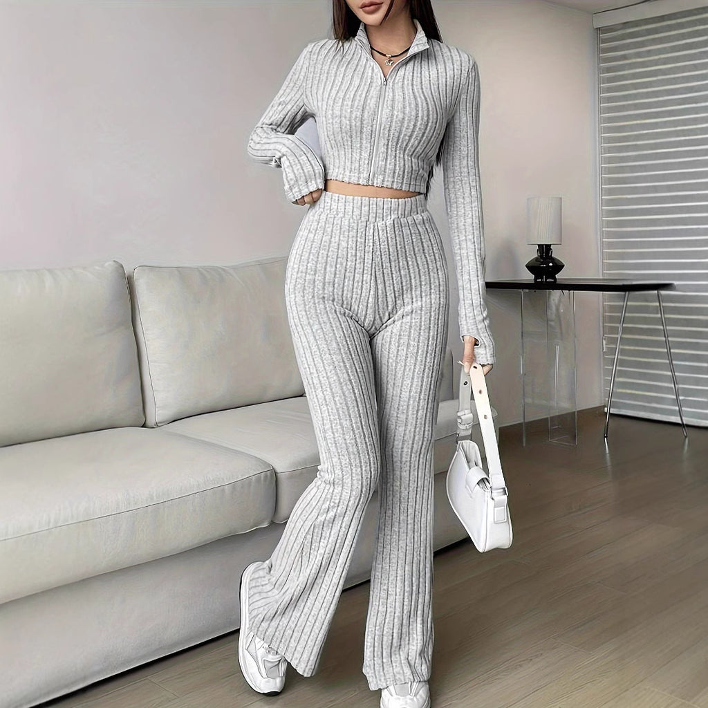 Women's Turtlenecks Wide Leg High Waist Suit
