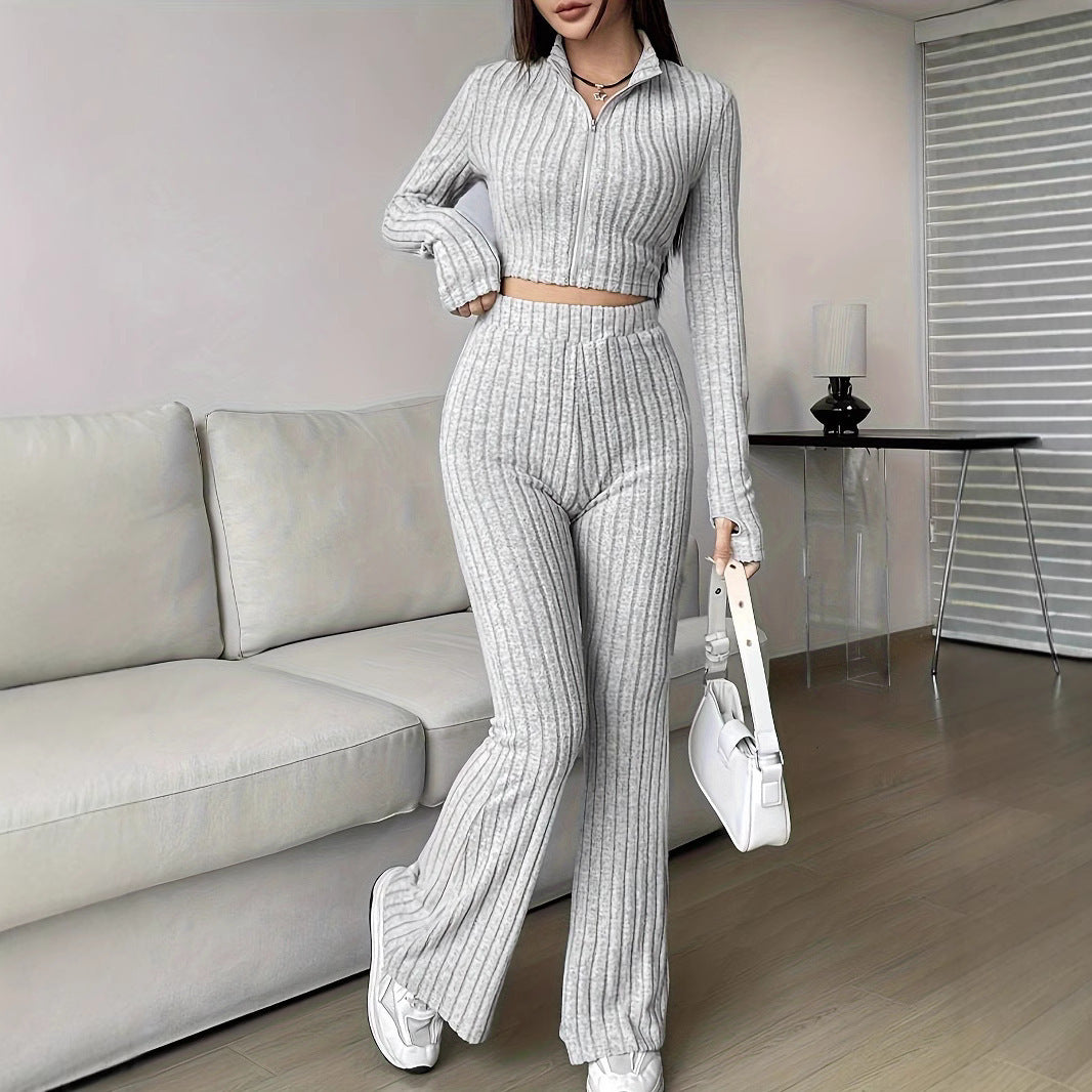 Women's Turtlenecks Wide Leg High Waist Suit