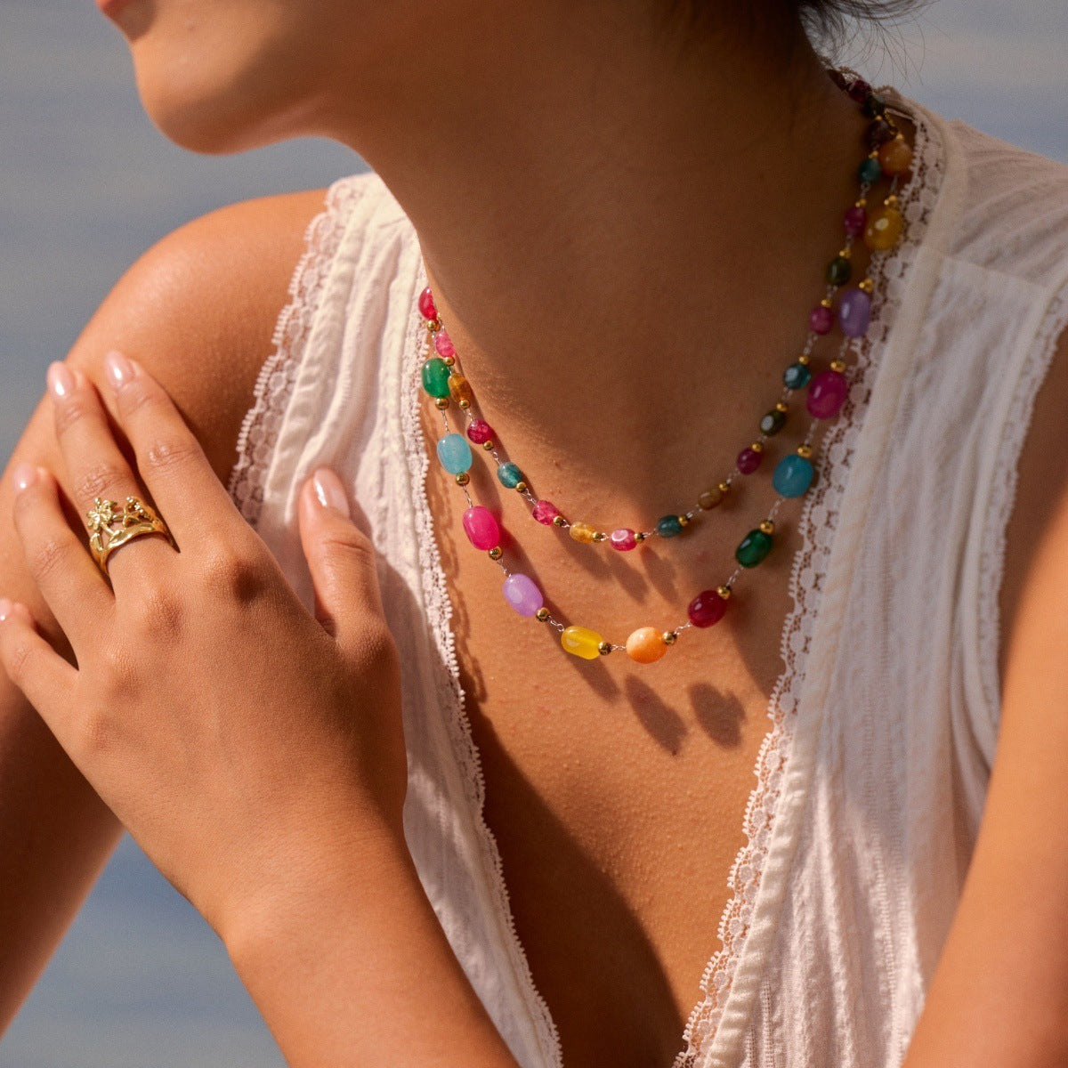 Personality Dopamine Natural Stone Necklace Female