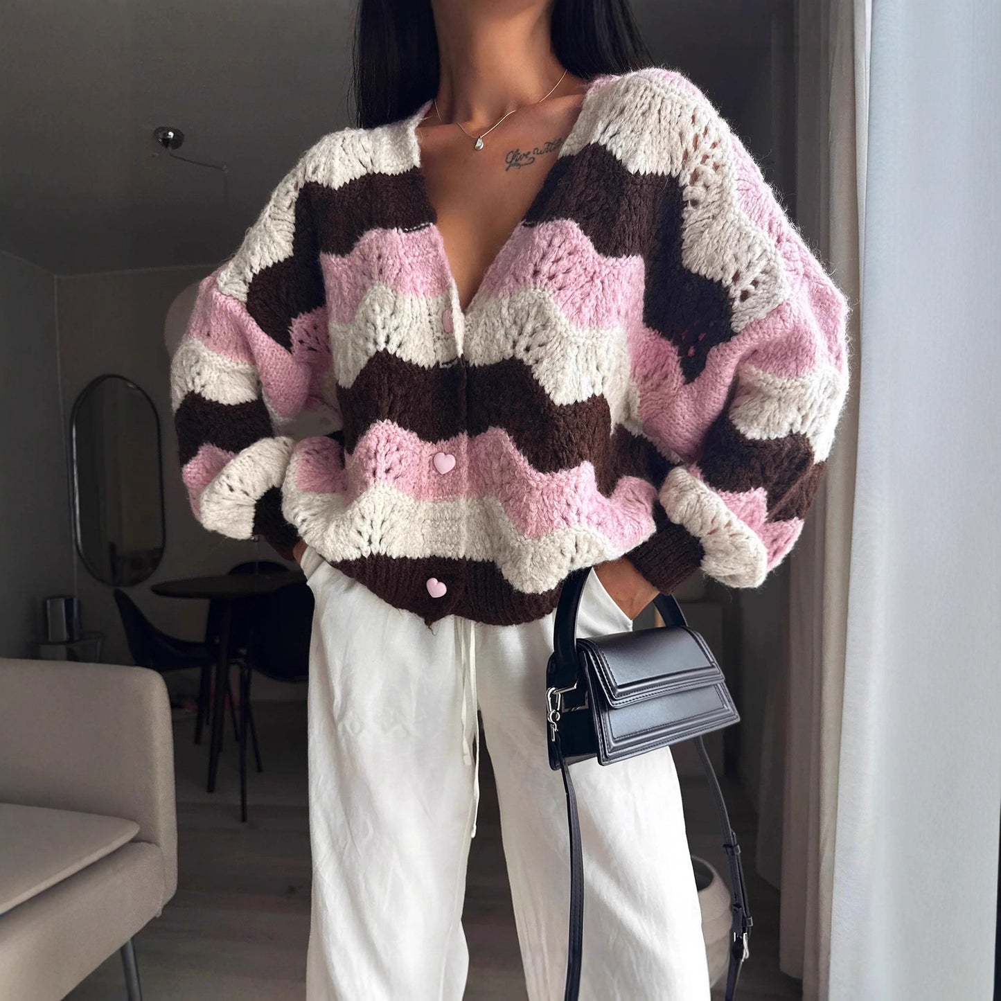 Women's Single-breasted Knitted Cardigan Sweater