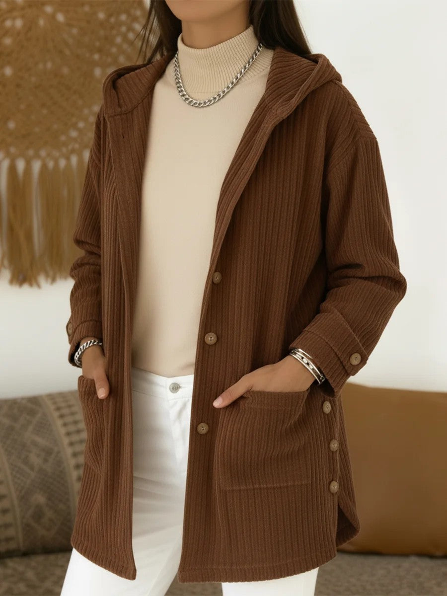 Women's Loose Hooded Corduroy Casual Jacket