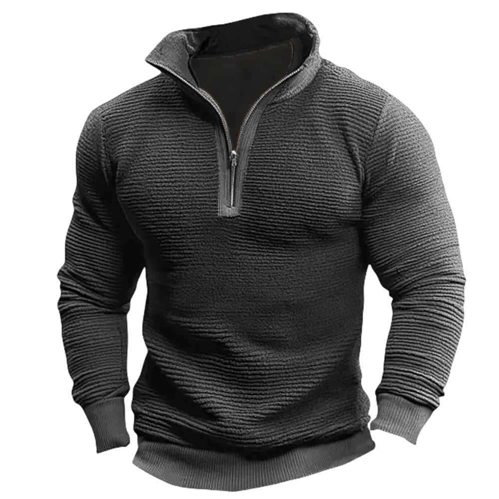Men's Coat Contrast Color Zipper Casual Sweatshirt