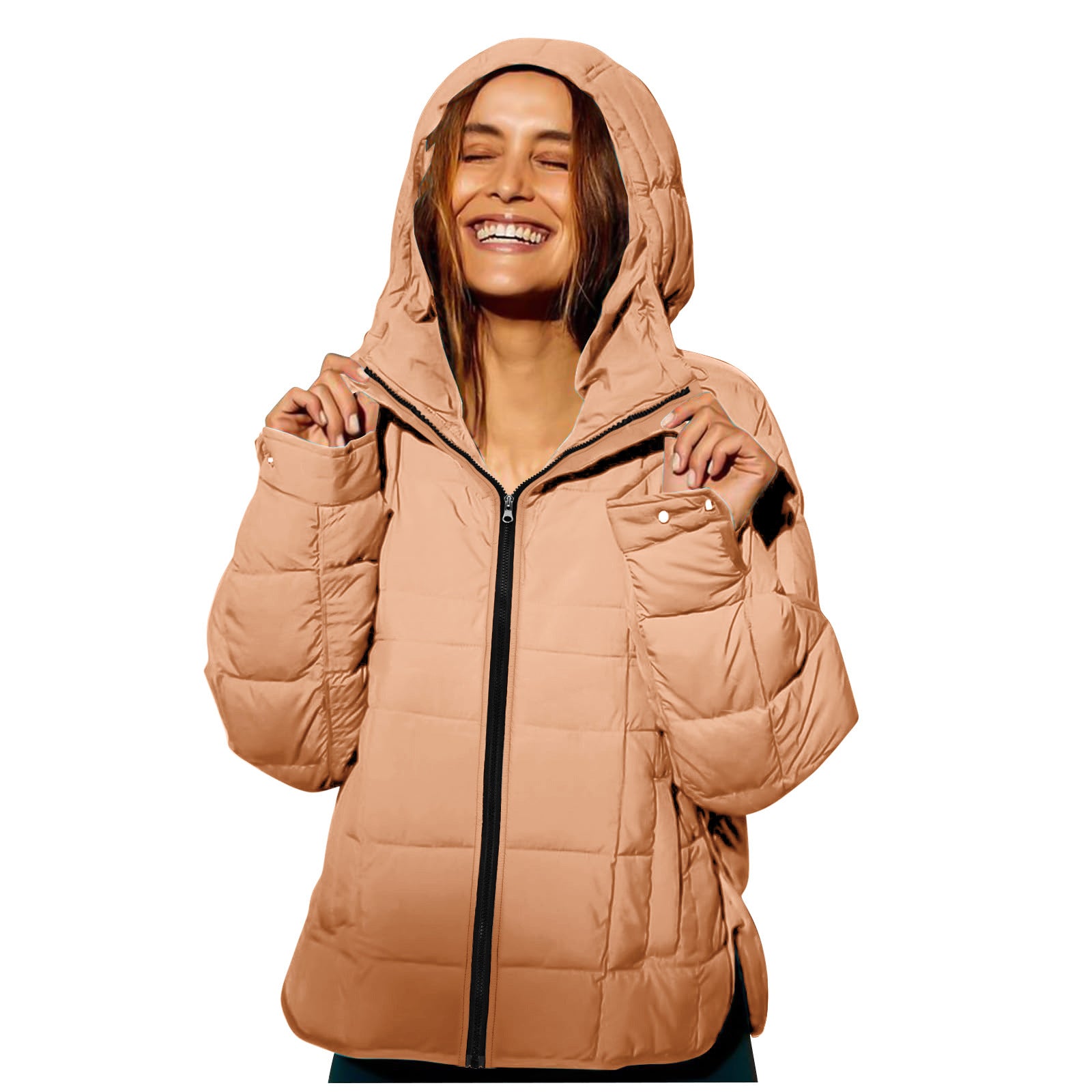 Women's Polyester Hooded Loose Sports Cotton Jacket