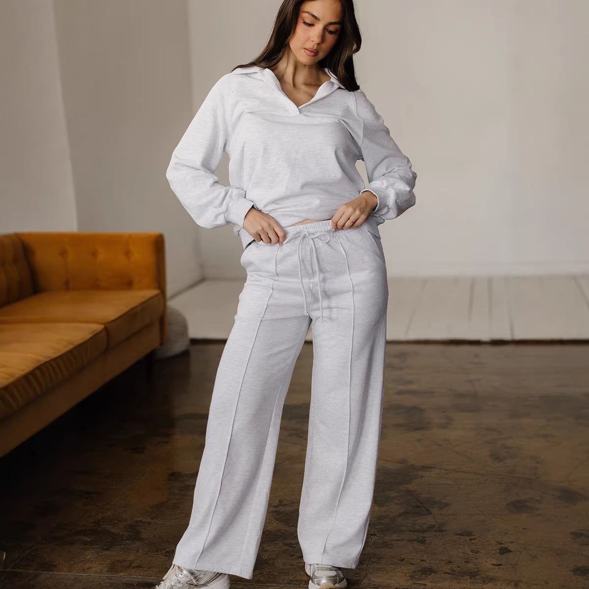 Solid-color Casual Fashion Two-piece Set