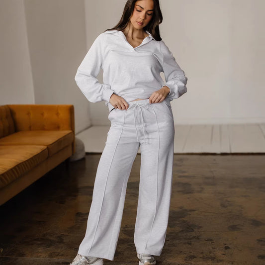 Solid-color Casual Fashion Two-piece Set