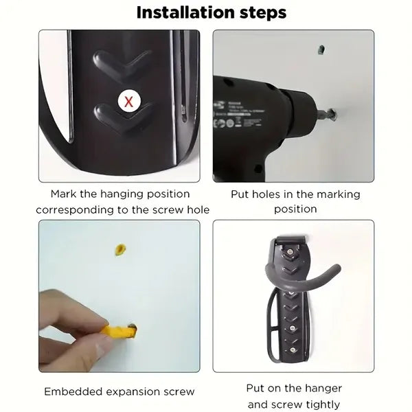 Wall-Mounted Storage Hook For Bikes And Scooters, Movable Garage Rack With 50 Lbs Capacity, Suitable For Mi Electric Scooter M365/PRO And Balance Scooter Nine ES1 ES2 - Black Metal