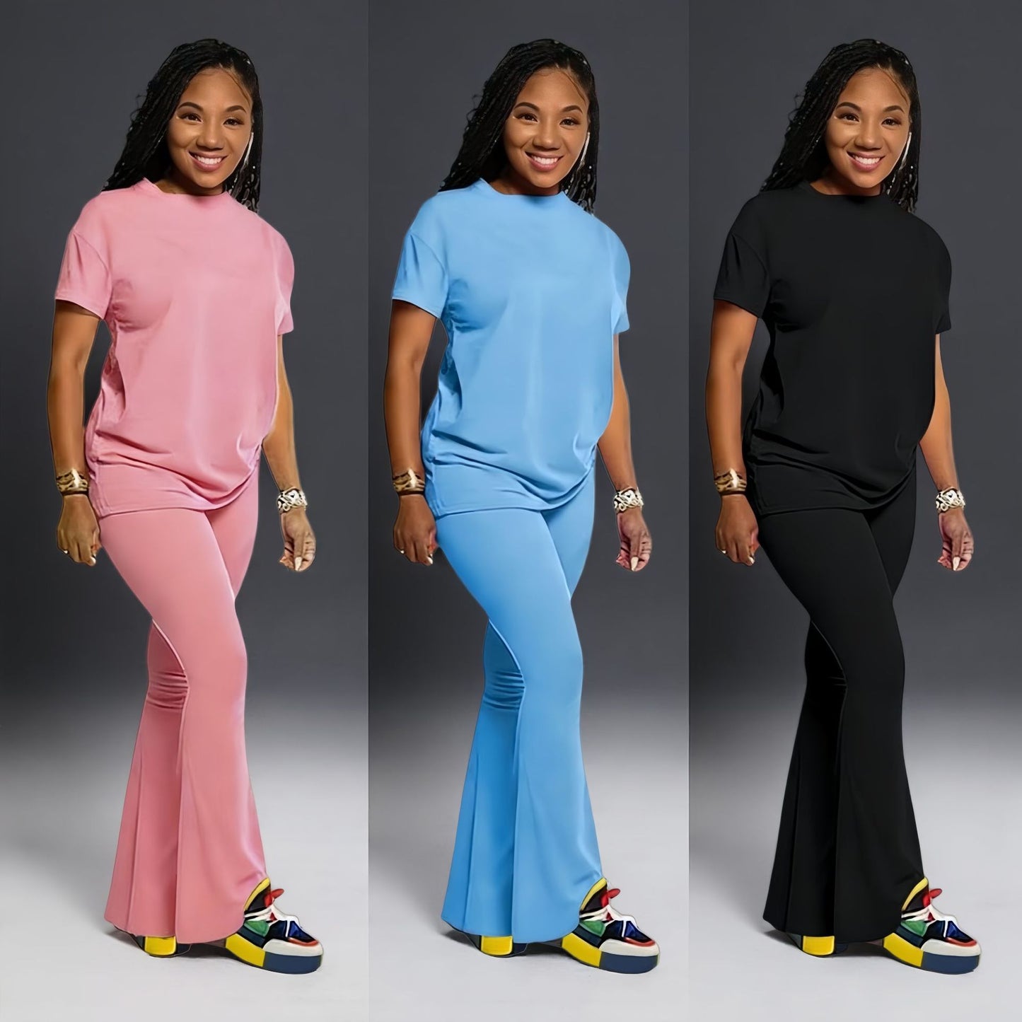 Casual Mildly Spicy Pants With A Crew Neck Two-piece Set