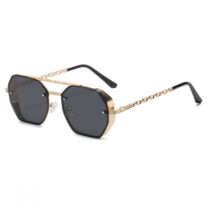 Womens Stylish Metal Chain-leg Sunglasses For Sun Protection