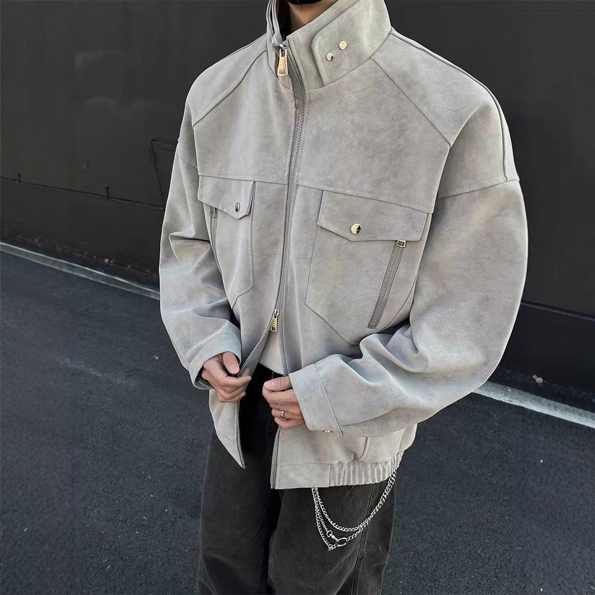 American Loose Detroit Stand Collar Men's Coat