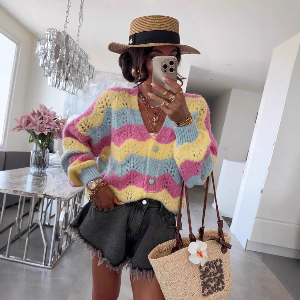 Women's Single-breasted Knitted Cardigan Sweater