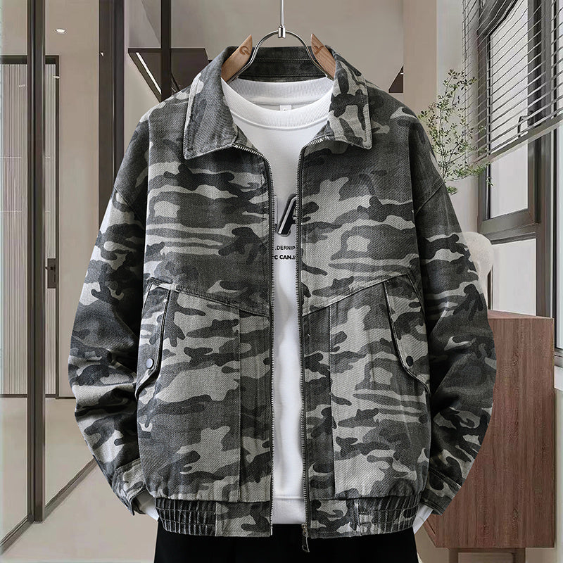 Camouflage American Casual Polo Collar Jacket Men's Spring And Autumn