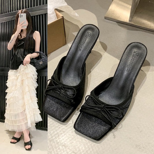 Women's Simple All-Match Bowtie Peep-Toe Sandals