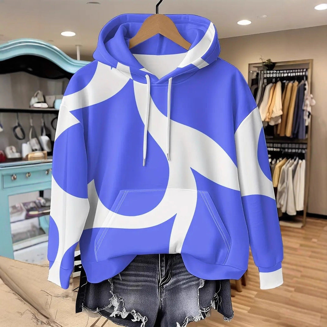 Women's Printed Hooded Pullover Sweatshirt