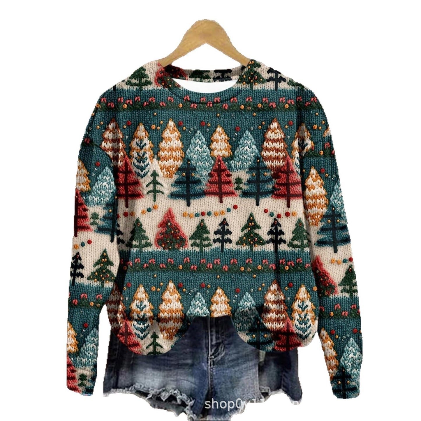 Women's Loose-fit Crew-neck Long-sleeve Top