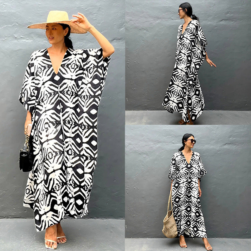 Womens Rayon Drawstring Resort Beach Dress