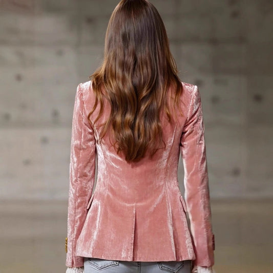 Women's AutumnWinter Velvet Slim-fit Long-sleeve Blazer