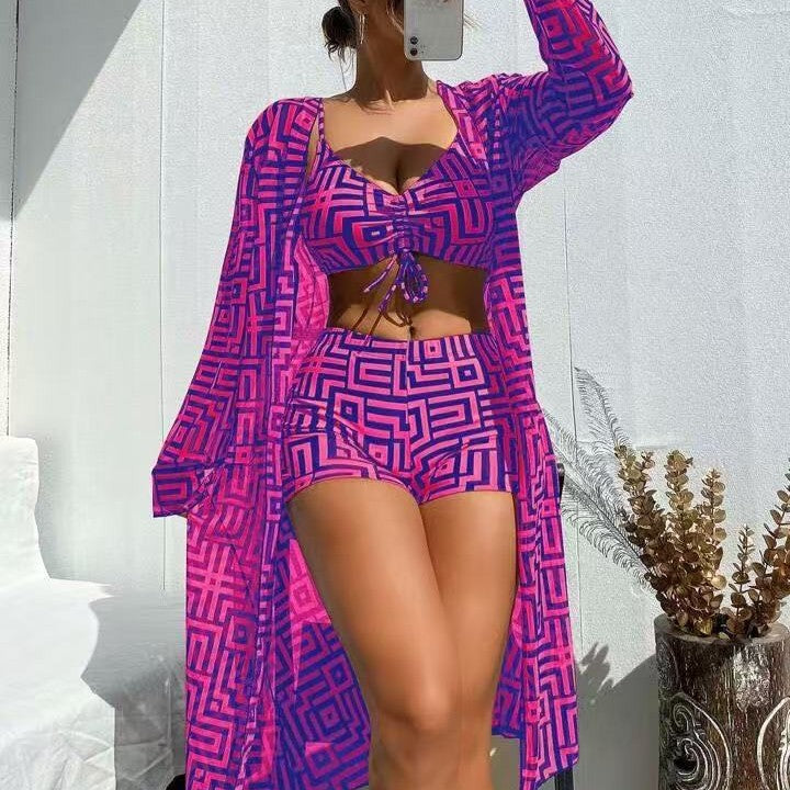 Womens Three-Piece Swimwear Cover-Up Set