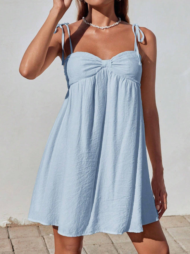 Womens Stylish Comfortable Mini Solid-color Loose-fit Slip Dress