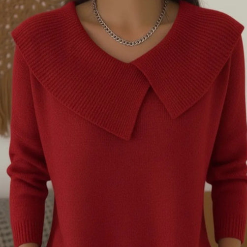Women's Solid Color Casual V-neck Long Sleeved Sweater