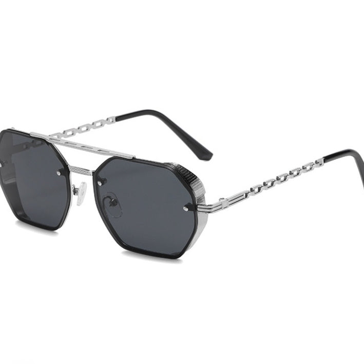 Womens Stylish Metal Chain-leg Sunglasses For Sun Protection