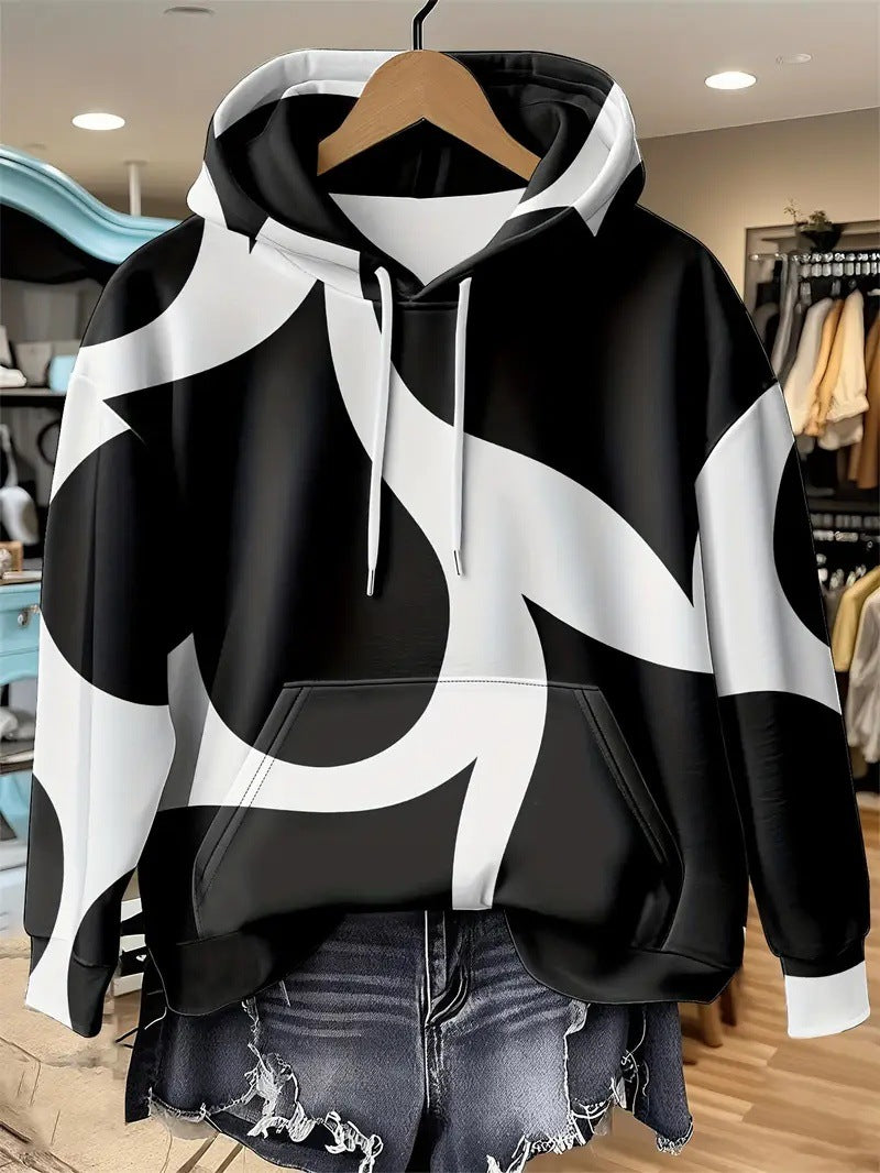 Women's Printed Hooded Pullover Sweatshirt