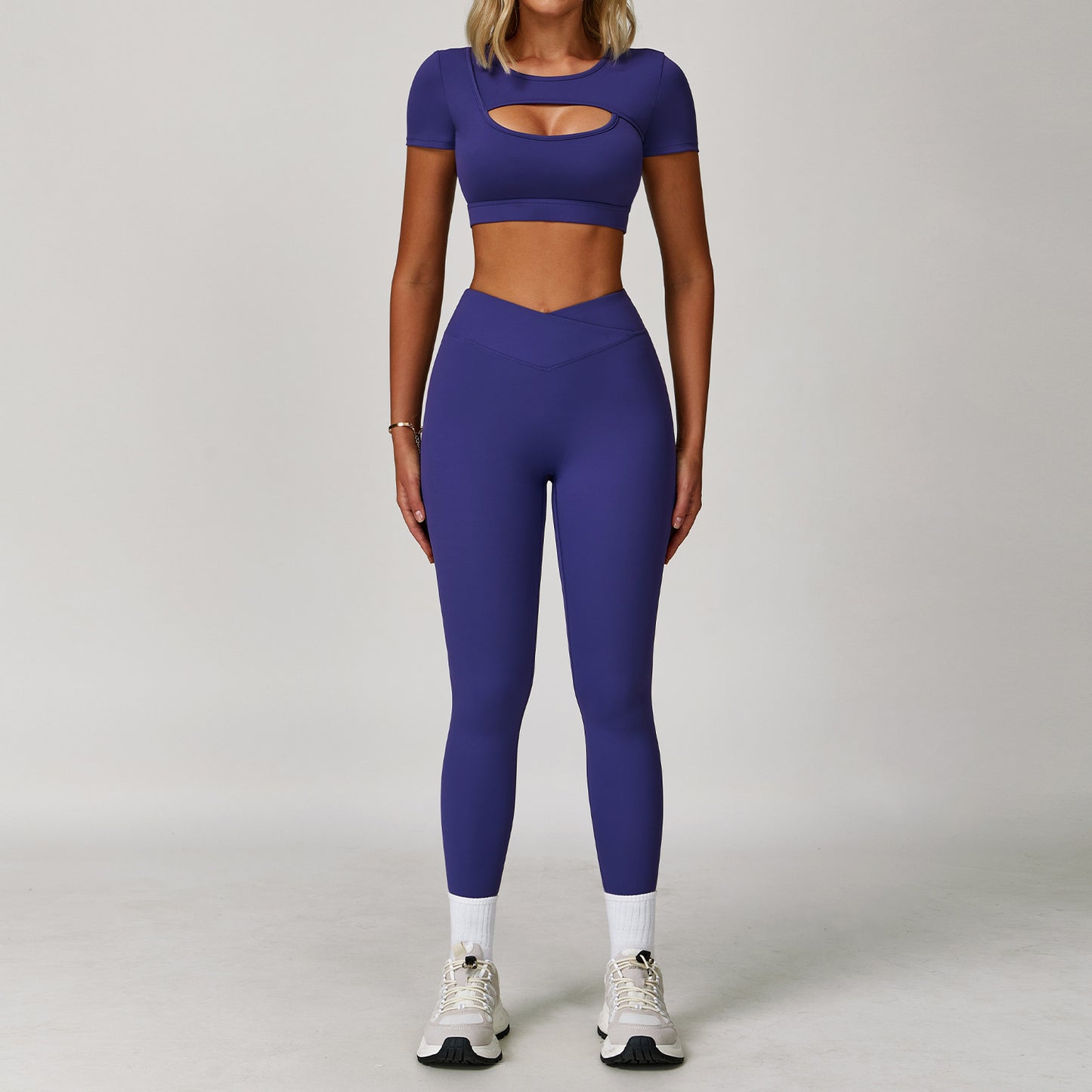 Dare To Show Off This Cross-border Color-block Yoga Set With A Beautiful Back