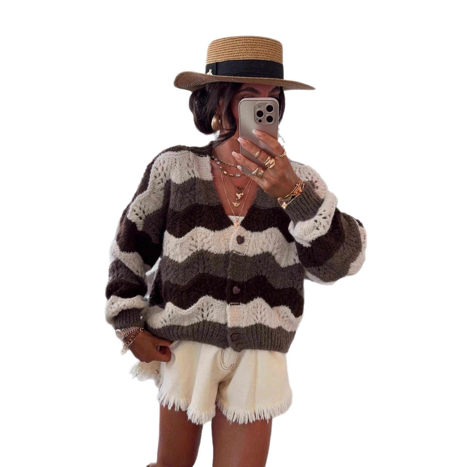 Women's Single-breasted Knitted Cardigan Sweater